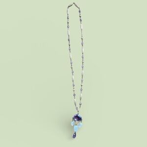 Antique Blue and amethyst Pendant Necklace Edwardian style.
